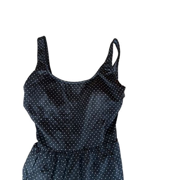 80s Honor's Women's Swimwear Dress One Piece Bathing Suit Polka Dot Blue Size 12 - Picture 4 of 9